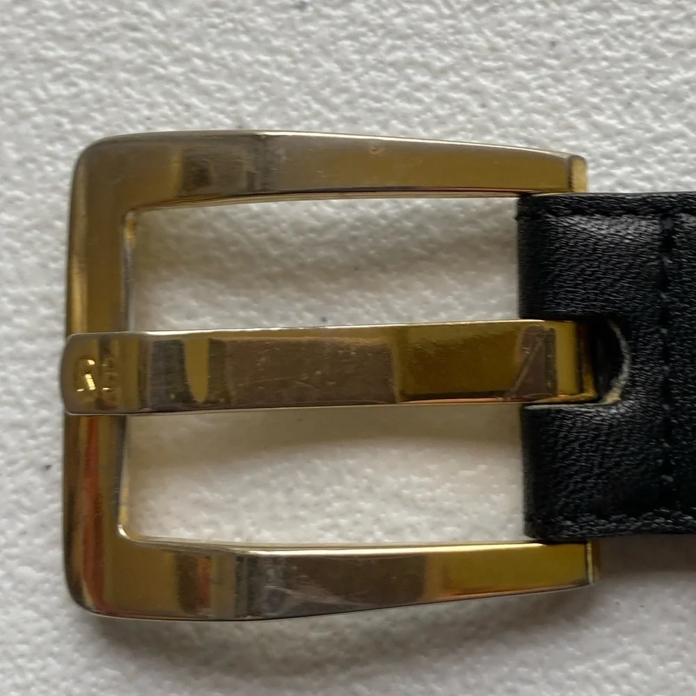 Roberto Bellido Black and Gold Leather Belt Size 36